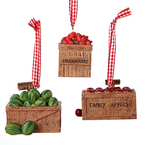 Kurt Adler Resin Fruit Crate Ornament - Set of 3
