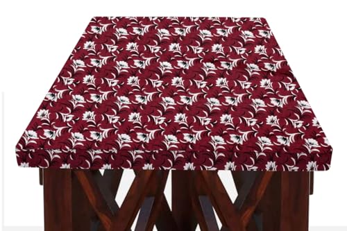 Image of The Furnishing Tree Elastic Rectangular Dining Table Cover WxL 32x54 in Inches Polyester Floral Pattern Dark Brown