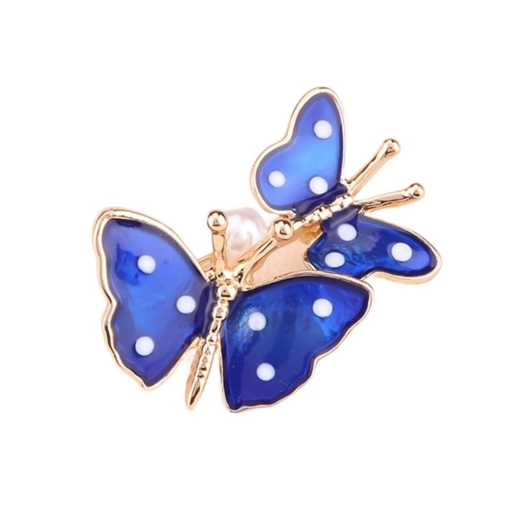 Broszka Dla Kobiet Naturalna Perła Motyl Broszka Szpilka Do Ubrania Delikatne Kapiące Emaliowane Akcesoria Damskie Przypinki Damskie(Blue)