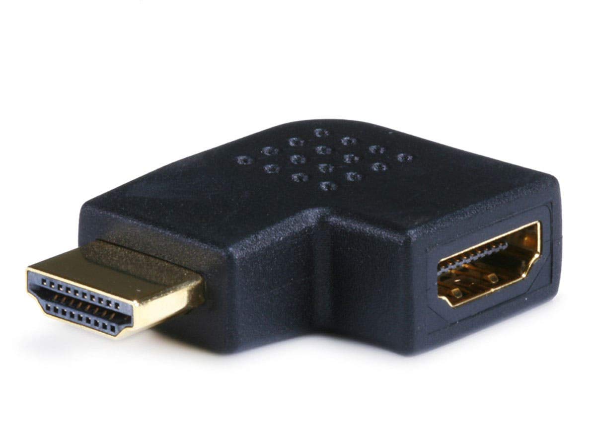 Monoprice HDMI Right Angle Port Saver Adapter (Male to Female) - 90 Degree - Vertical Flat Left