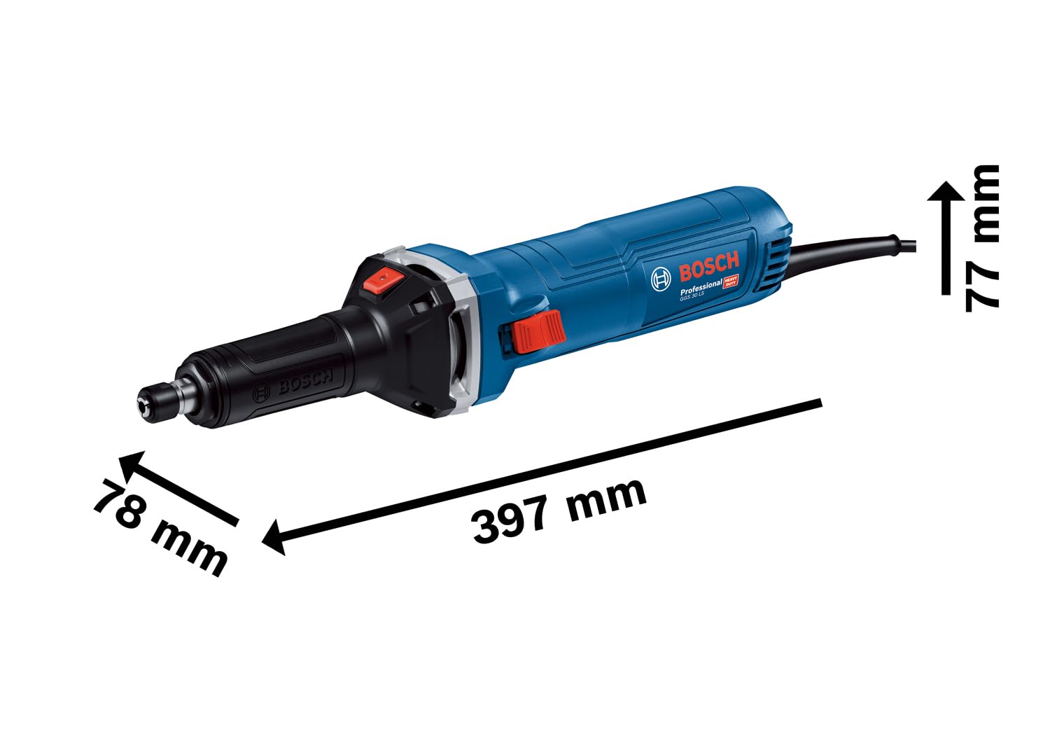 Bosch Professional Smerigliatrice assiale GGS 30 LS (potenza di 750 W, fino a 33.000 giri/min, incl. 1 chiave di serraggio, 1 pinza di serraggio da 6 mm con dado)