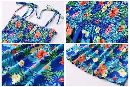 Image of Cromoncent Matching Hawaiian Outfits for Family, Dad and Son Matching Luau Beach Tropical Shirts Mommy Daughter Tropical Sets