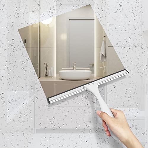 Image of AmazerBath Squeegee for Shower Glass Doors - All-Purpose Squeegee with Hook for Windows, Mirrors, Tiles and Car Glass, 10 Inches (Pack of 3)