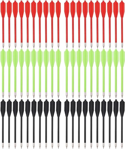 HUNTSPM 60PCS 6.3 Inch 50-80LB Mini Archery Crossbow Bolts Arrows Set with Sharp Metal Tip, Reusable Durable Arrow Dart for Shooting Target Practice, Small Hunting, Outdoor Fishing