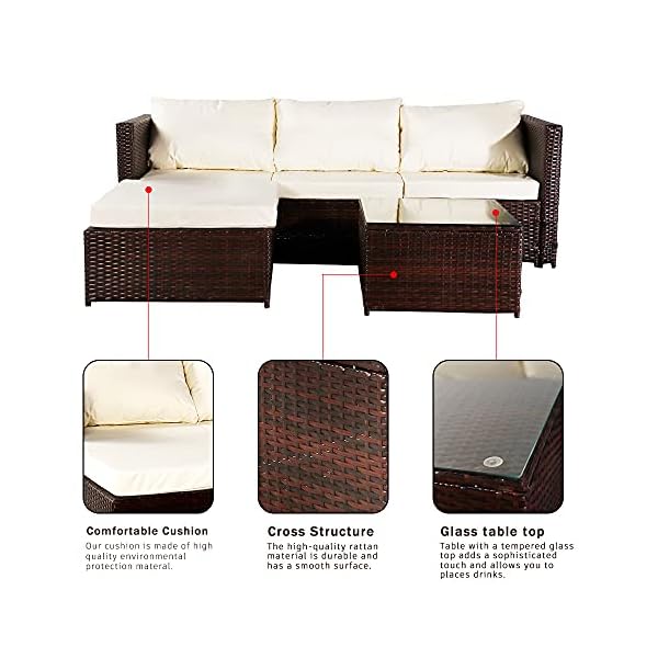 Pumpumly Oshion Three-piece Conjoined Sofa Pedal Coffee Table Brown (Combination of 2 Boxes) - Image 8