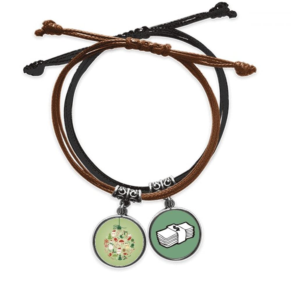 Pulsera de cuerda manual ajustable con árbol verde navideño 3