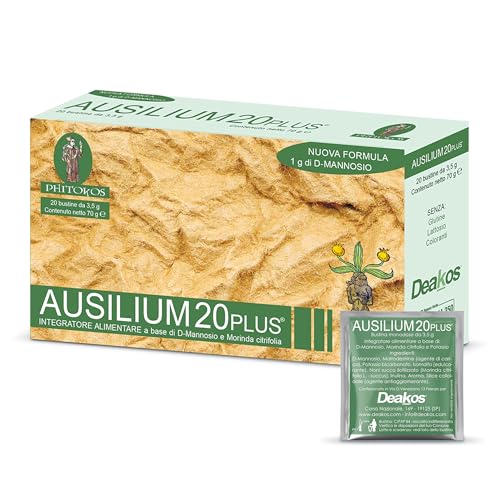Deakos Ausilium 20 Plus - Integratore Cistite Donna con D Mannosio, Morinda Citrifolia e Potassio - Senza Glutine, Lattosio, Conservanti - 20 Bustine con Aroma