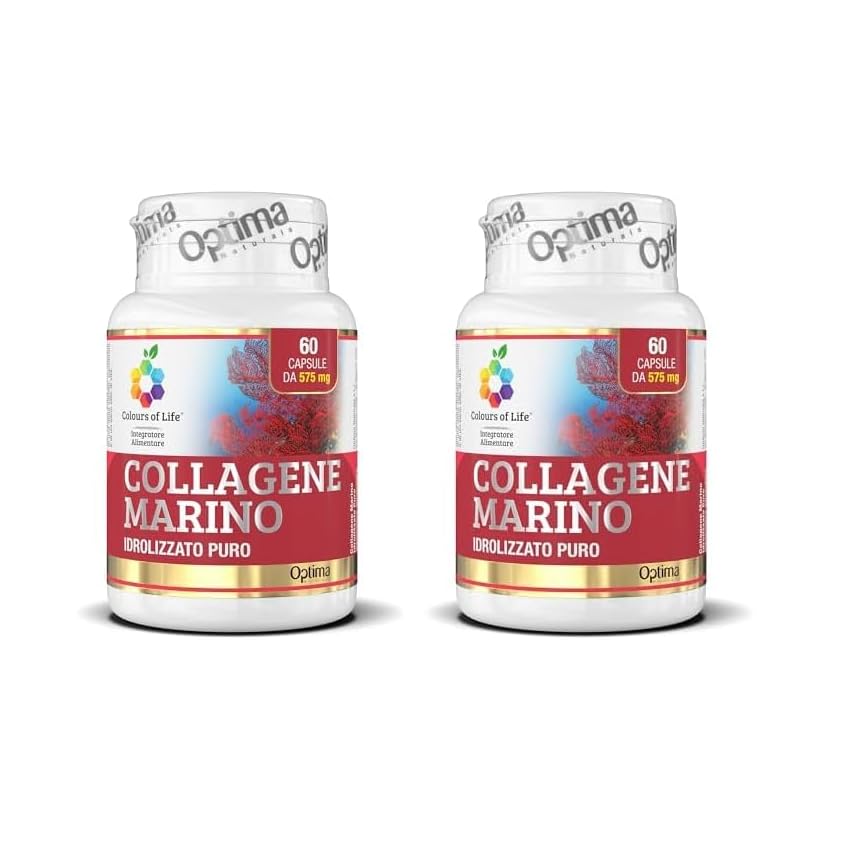 Colours of Life Collagene Marino Idrolizzato Puro - Integratore di Collagene Marino - Senza glutine, 60 capsule (Confezione da 2)