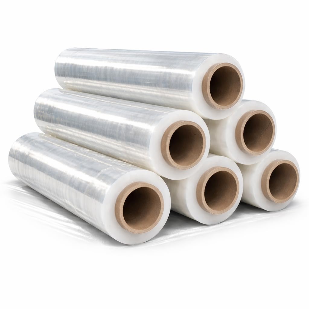 All4All Stretchfolie Transparent 2,4kg - 23 µm – 12 Rollen - 240 m x 50 cm – Handstretchfolie für Paletten - Verpackungsfolie - Wickelfolie - Reißfest - 150% Dehnbar - Umzug Stretchfolierolen