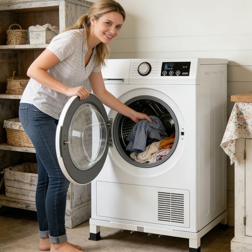 Image of Heavy Duty Stainless Steel Laundry Pedestal - 6 inch Height Universal Washer & Dryer Stand for Front Load Machines, Ice Maker, Samsung /LG - Durable Appliance Base with Non-Slip Feet