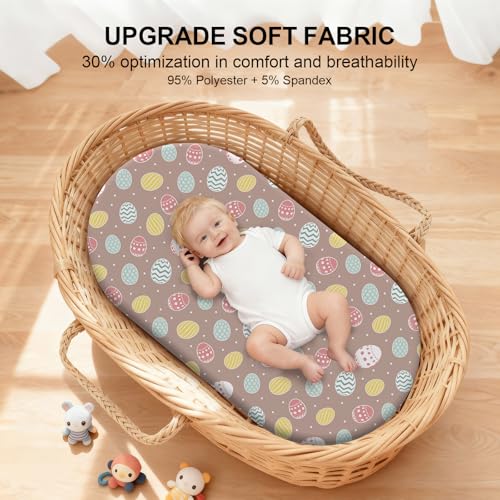 Image of Baby Bassinet Sheets for Baby Boy Girls,4-Pack Fitted Bassinet Sheets Set Compatible with Halo Bassinest Swivel Sleeper,Baby Delight,Angelbliss,32 inchX16 inch (Egg Collection)