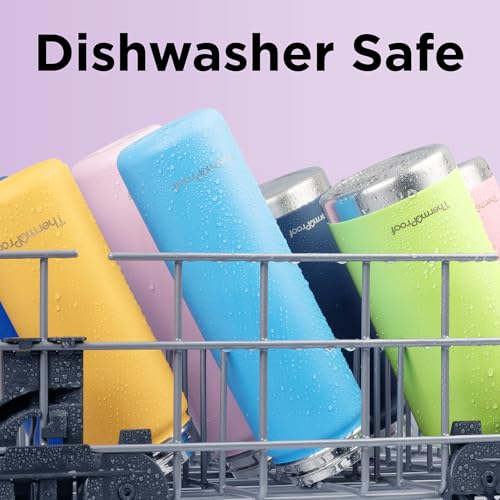 Image of ThermoProof Double-Walled Vacuum Insulated Stainless Steel Water Bottle - Wide Mouth with Chug & Spout Lids, Dishwasher Safe, Reusable, Leakproof, Hot & Cold for Men, Women & Kids - 22oz, Black