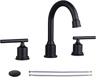 ARCORA Bathroom Faucet Matte Black 3 Hole Faucet Bathroom Sink Widespread Vanity Sink Faucet 2 Handle Basin Faucet with Pop Up Drain