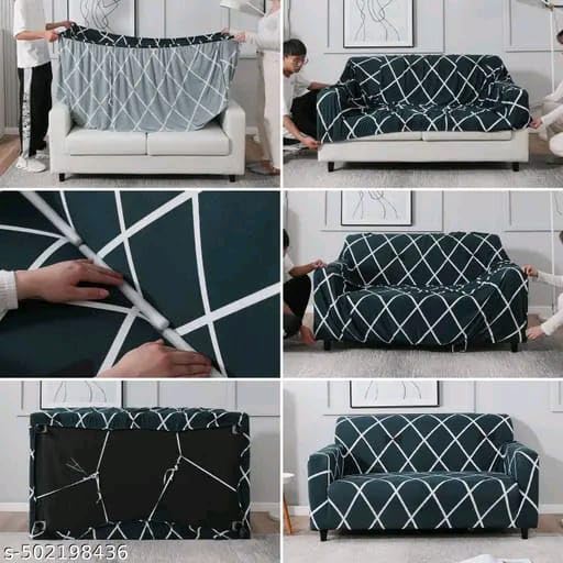 Image of HK 3 Seater Universal Elastic Sofa Cover | 360 Fully Covered Anti-Slip Washable Couch Cover Protector | 140 GSM Stretch Fit Polyester + Spandex Slipcover (180-230cm /SC-008-03)