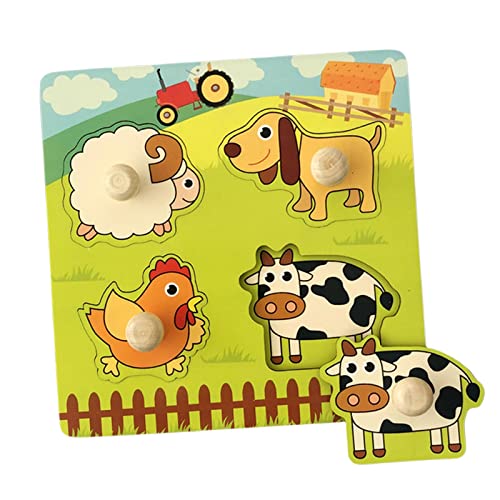 Oshhni Cartoon Puzzles, Feinmotorik, Form, Passendes Spiel, Knob Puzzles, Steckpuzzle für Kleinkinder, 2, 3, 4 Jahre… – Bild 4