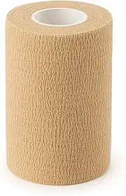 Bandagem Elástica Autoaderente Bege, 10cm x 4,5m – Atadura Esportiva, Suporte para Joelhos, Punhos e Tornozelos – Faixa Alta Fixação e Conforto