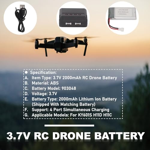 Batterie drone 3.7v 2000mah Lipo à haute autonomie - 3