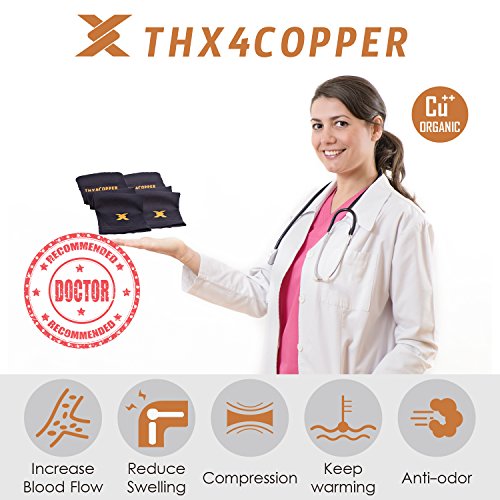 Thx4COPPER Elbow Compression Sleeve(1 Pair) - #1 Copper Infused Support –Guaranteed Recovery Copper Elbow Brace-Idea for Workouts, Sports, Golfers, Tennis Elbow, Arthritis, Tendonitis-X-Large
