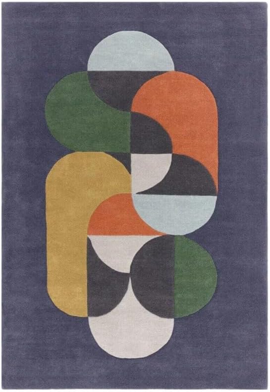 Abstract Geometric Multicolor Area Rug 9x12 ft | Hand Tufted Modern Contemporary Design Carpet