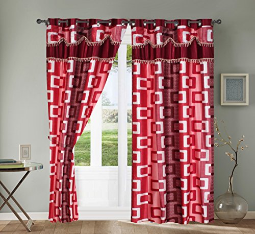 Image of K 2 6 Creations -1 Piece Polyester Box lace Bedroom Curtain for Long Door (4 x 9 Feet Maroon)