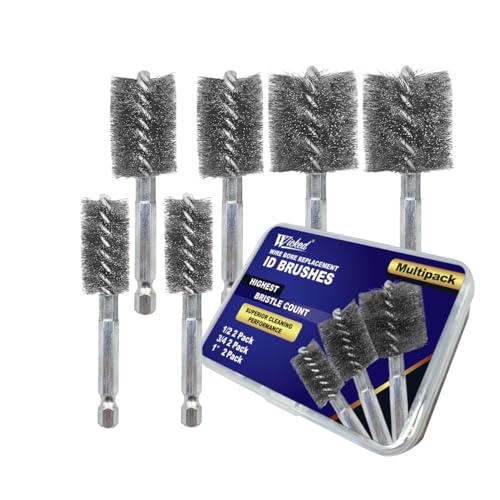 WICKED Professional ID Copper Tube Pipe Cleaner Replacement Brushes (1/2” & 3/4’’ & 1” (Multi-Pack))