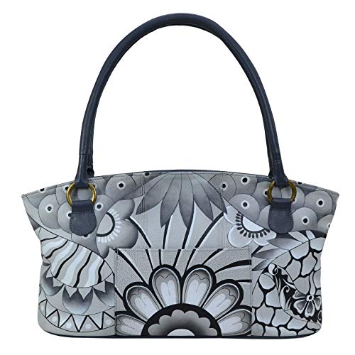Bolso tote para mujer Anna by Anuschka, de cuero genuino, diseño patchwork en tono plateado miniatura 1