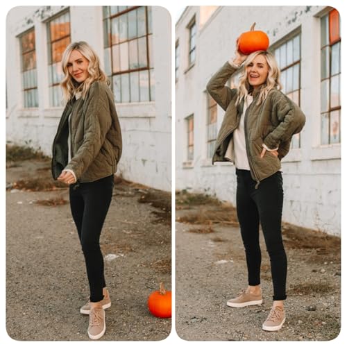 Womens Dolman Quilted Lightweight Jackets Full-zip Stand Collar Loose Warm Winter Outwears with Pockets3