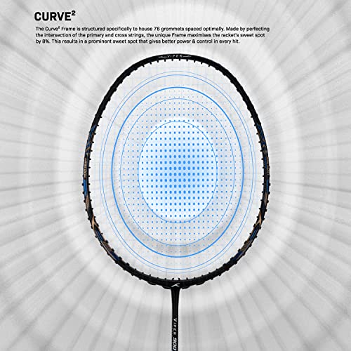 Image of Hundred Viper 900 Carbon Fibre Strung Badminton Racket with Full Racket Cover