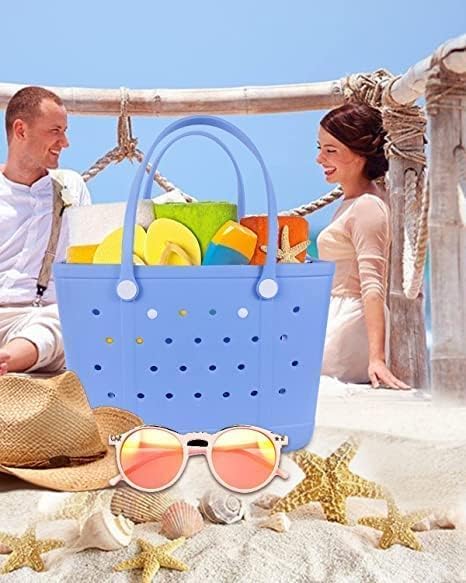 Beach Bag, Rubber Tote Bag, Waterproof Sandproof Washable Tote for Boat Pool Sports Gym Beach Travel - Image 2