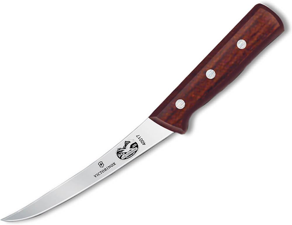 Maple Wood Handle Curved Semi-Stiff Blade Boning Knife, 15 cm Size
