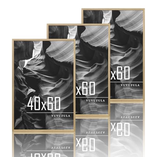 VUVUZULA Lot de 3 cadres photo en bois de chêne - 40 x 60 cm - Beige - Moderne - Collage - Léger - Support mural - Format A4