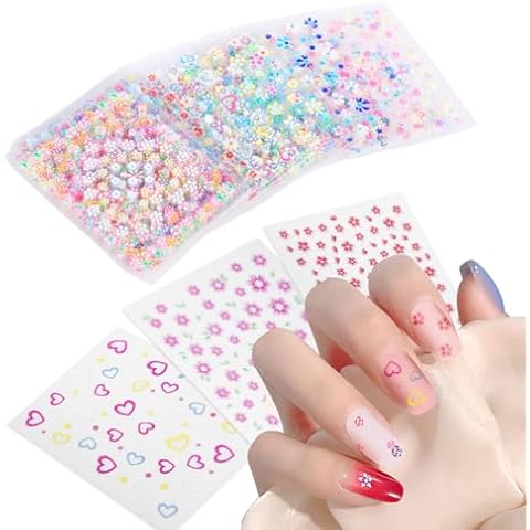 Fychuo 30 Pcs Flower Nail Stickers Cover