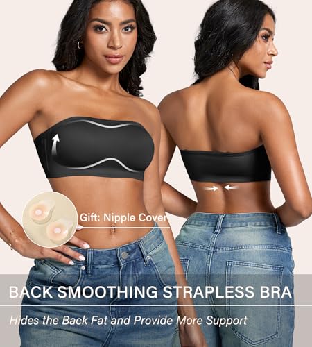 Image of DEANGELMON Strapless Bras for Women Non-Slip Silicone Bandeau Seamless Tube Top Bralette Comfy Non Padded Stretchy Stylish