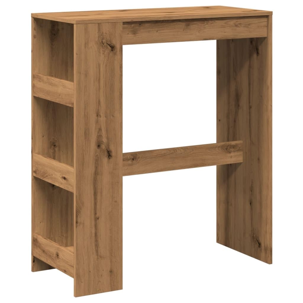 vidaXL Table de Bar avec étagères chêne Artisanal Bois d'ingénierie, Table de pub, Table Haute, Table de Tabouret de Bar, Table de Bar de Cuisine