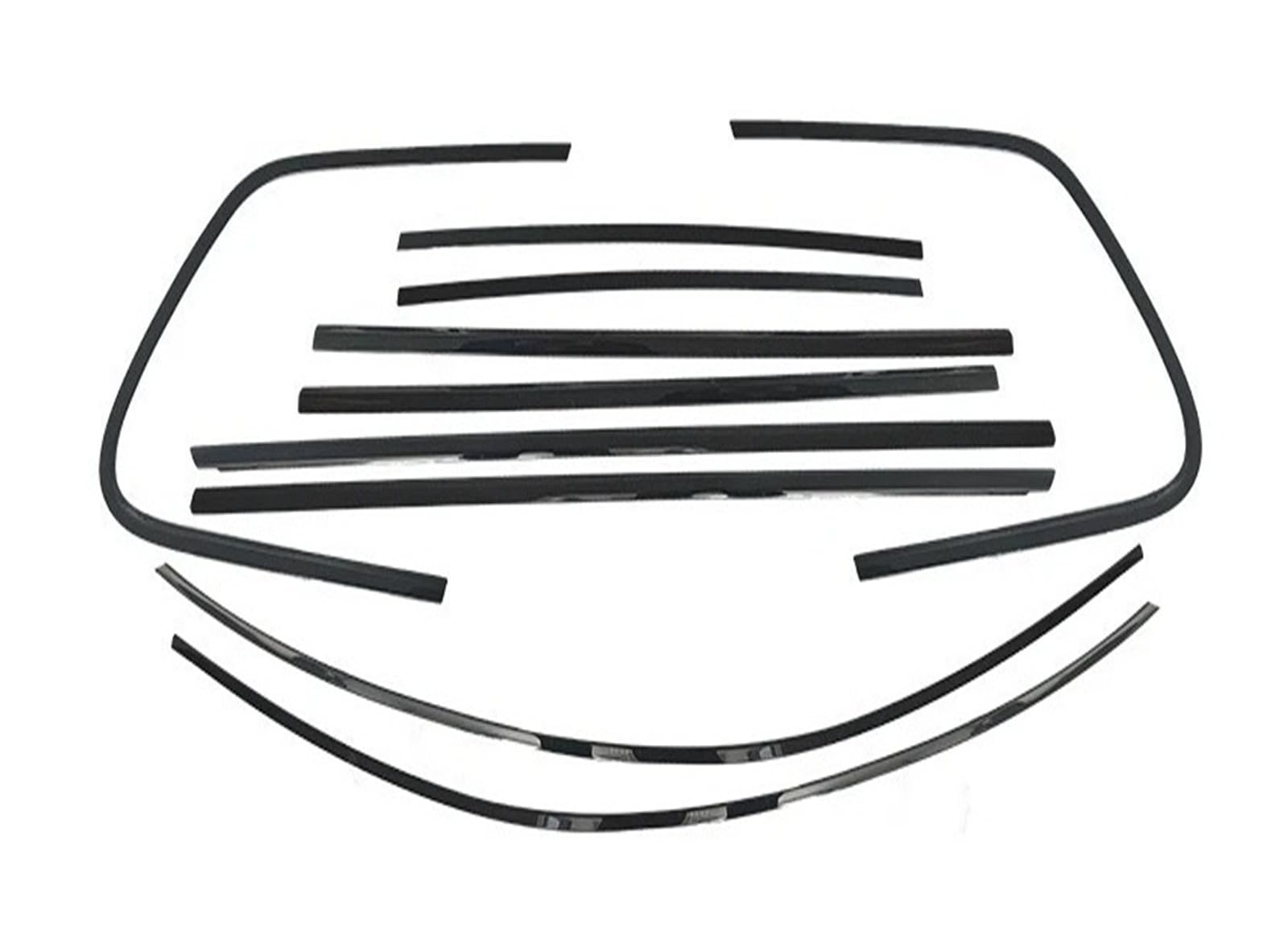 Uussup 11-18 Rubber Seal Weather Stripping 10Pcs For Vw For Touareg 2011-2024 Piano Black Car Door Moulding Deocrative Seal Weatherstrip Exterior Window Trim Strip