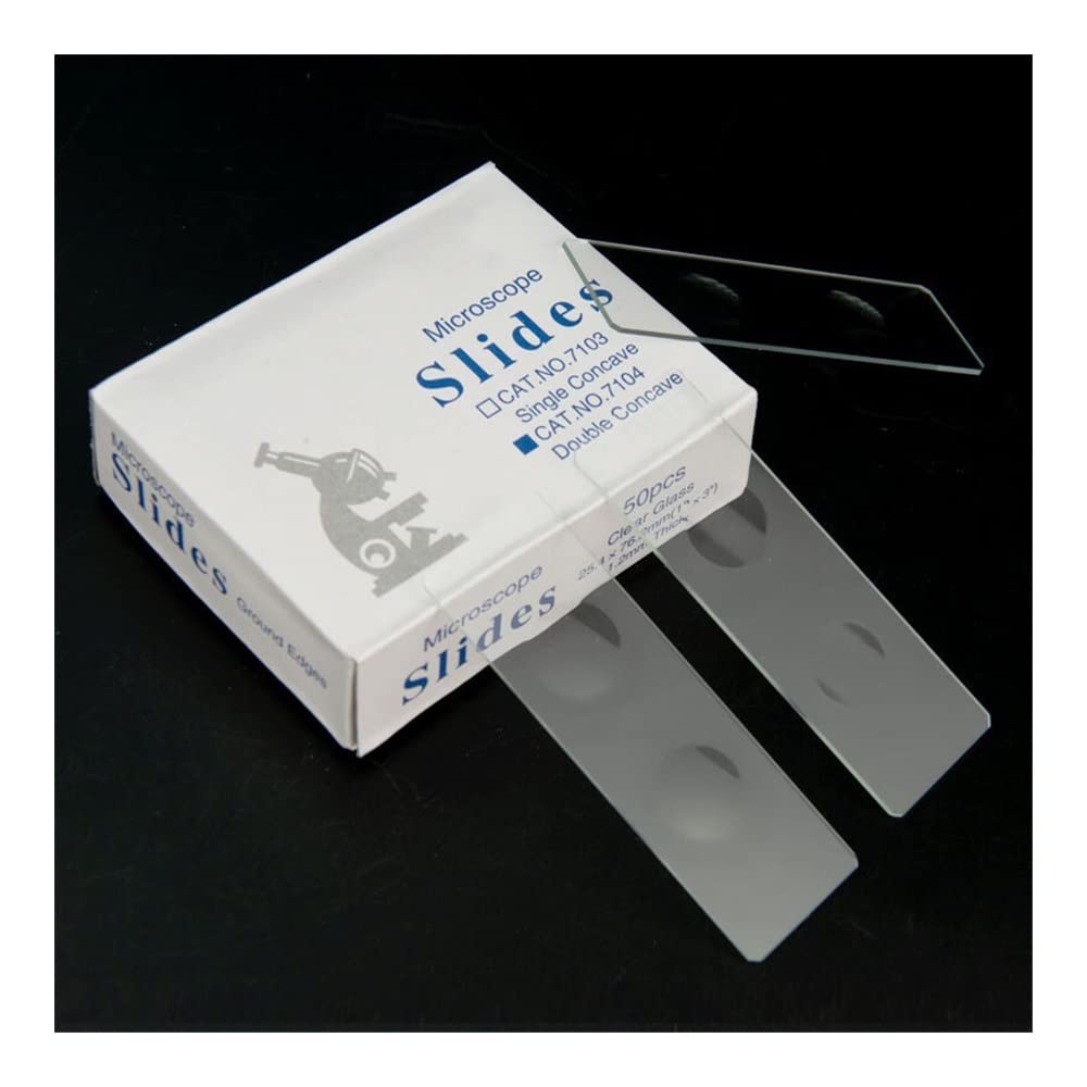 Portaobjetos cóncavos dobles 50 unids/caja portaobjetos de vidrio de microscopio en blanco cóncavos dobles reutilizables for la preparación de muestras Accesorios para microscopios de laboratorio