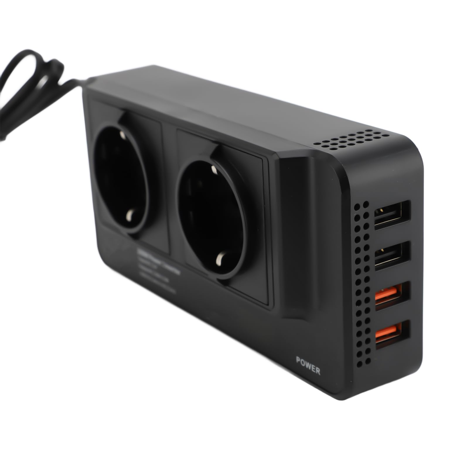 Convertidor de Corriente para Coche de 200W, Inversor Portátil con 4 Salidas Dobles de Puertos USB, Entrada DC12v (220V Enchufe de la UE)