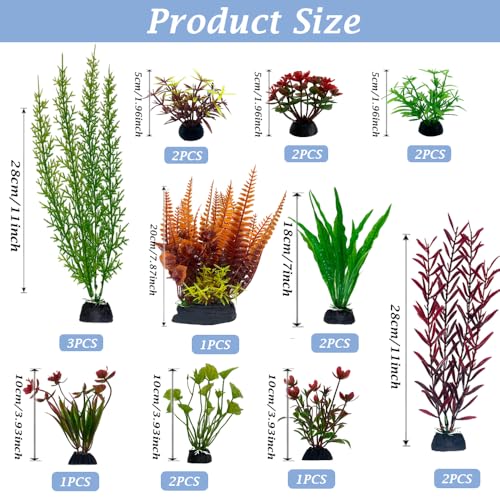 Image of Aquarium Plants,Artificial Fish Tank Decorations Decor Plastic Plants Set 18 Pcs Landscaping Decorations Fish Tank Accessories,Small to Large,Tc1801