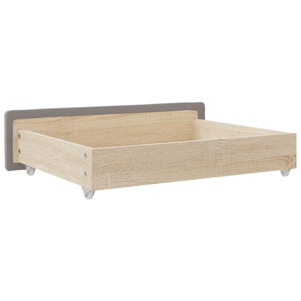 2er Set Unterbettkommode mit Rollen, Bettschublade aus Holzwerkstoff und Stoff, Stauraum-Organizer für Schlafzimmer, Taupe