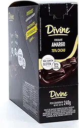Barra De Chocolate Amargo 70% Cacau Display 12 Unidades 20g Divine