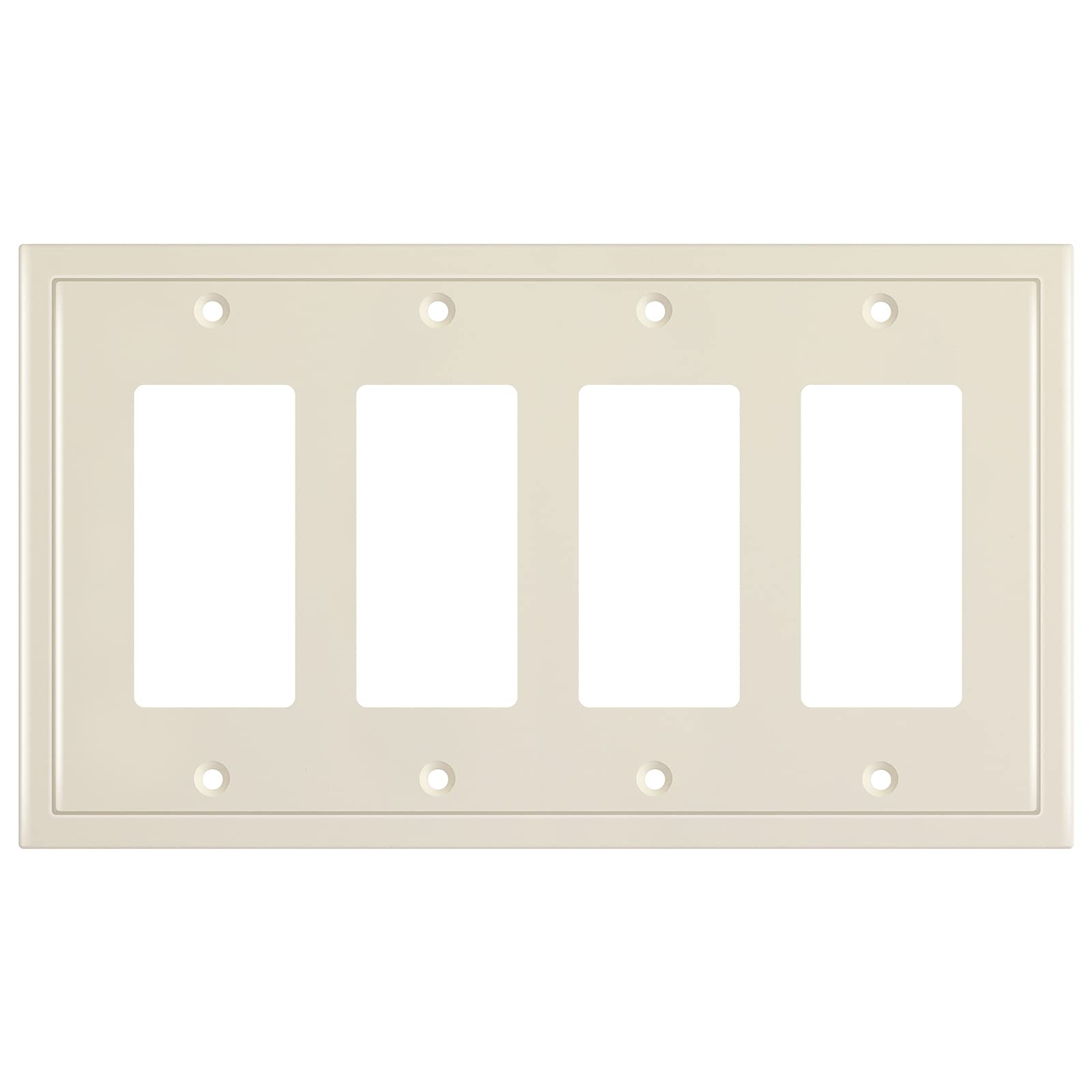 Henne Bery Modern Edge Decorative Wall Plate Switch Plate Outlet Cover, Durable Solid Zinc Alloy (Quad Decorator, Light Almond)