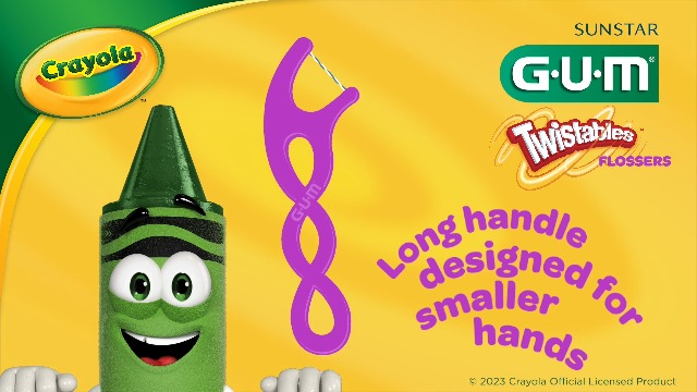 Image of GUM Crayola Twistables Kids Floss Pick with Fluoride, 75 Count (4 Pack)