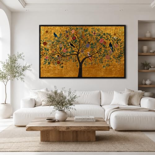 Image of Artsense Golden Tree of Life Wall Art | Luxury Abstract Nature Painting | Golden Botanical Tree Canvas Style Wall Decor for Living Room Bedroom Office Hotel Home Decorative Artwork