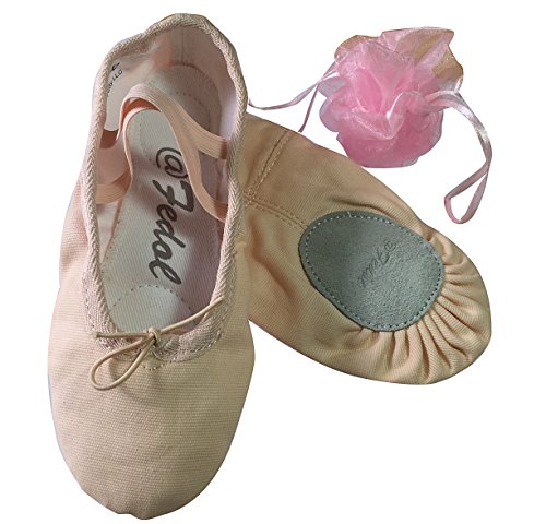 Lady's Pink Canvas Split-Sole Ballet Slippers -7.5 M