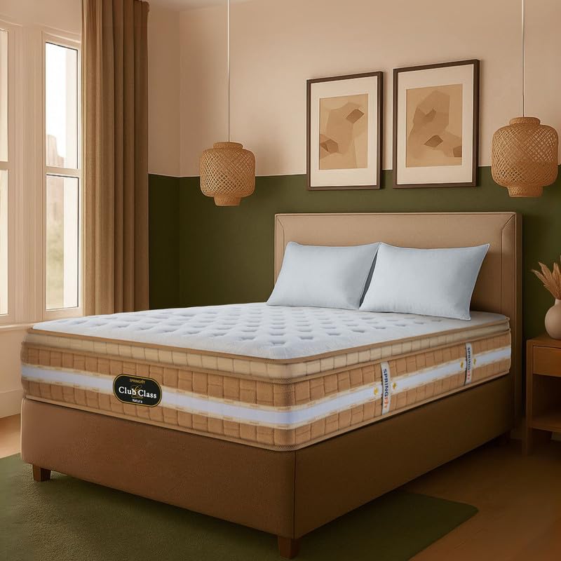 Image of Springfit Club Class Natura Mattress with Pocket Spring and Aerosleep Memory & HR Foam | 6 Inches Double Size (72x48x6) | Medium Soft | CertiPUR-US & Certiguard Technology