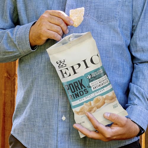 Image of EPIC Sea Salt and Vinegar Pork Rinds, Keto Friendly, Protein Snacks, 2.5 oz