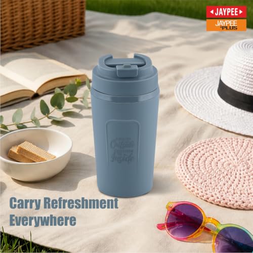 Image of JAYPEE ZIPSIP Pu Insulated Stainless Steel Coffee Mug 385 ml Travel Mug Suitable for Car, Tumbler Bottle, Tea Cup, Matte Finish Non Slip, P. Plum