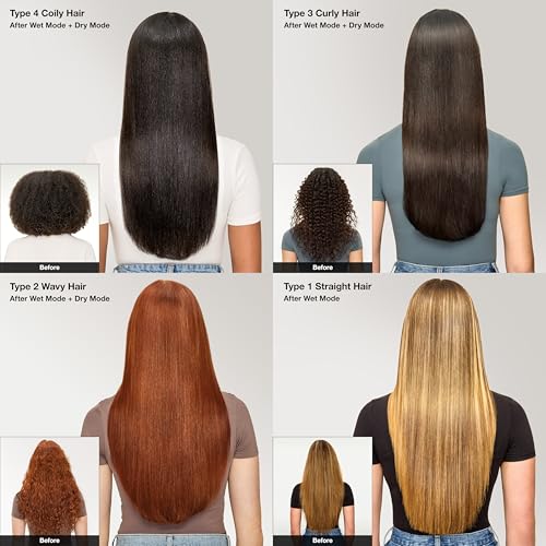 Image of Shark SilkiPro Straight | Wet-to-Dry Straightener + Rapid Blow Dryer | 3 Interchangeable Combs | Ultra-Fast Drying | No Heat Damage | for All Hair Types | Turquoise Wave | HT400BL