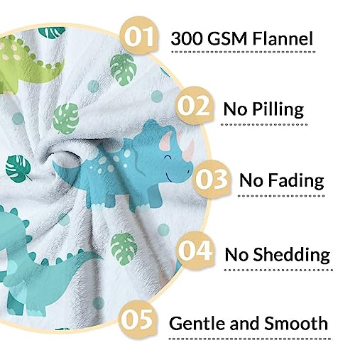 Dinosaur Blanket Gifts - 30"x40" Cute Throw for Girls & Boys - Blue Soft Fuzzy Blankets for Couch & Office