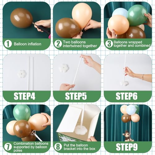 Image of Lenwen 6 Sets Baby Letter Boxes Decorations Table Centerpieces for Baby Shower Gender Reveal,Bear Stuffed Animals Balloon with Stand Plush Toy Boxes for Birthday Party Wedding(Animals,Forest)